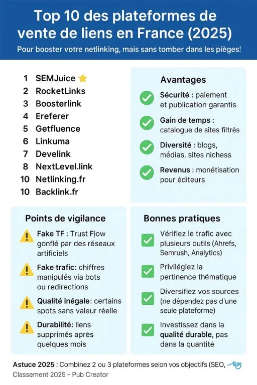 Les 10 meilleures plateformes de vente de liens en France en 2025